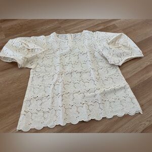 Ivory Eyelet Lace Floral Top